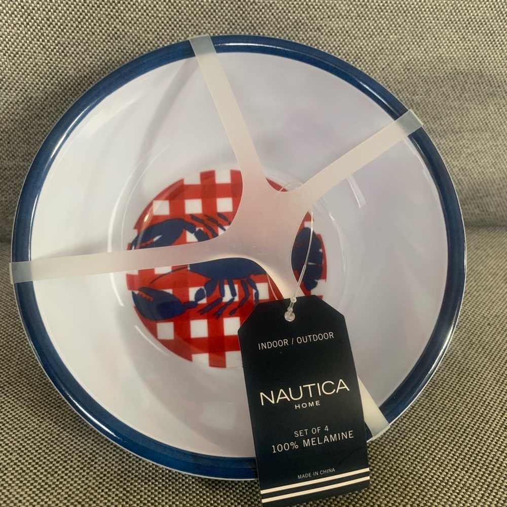 NEW NAUTICA Home Set of 4 100% Melamine Lobster Design Bowls